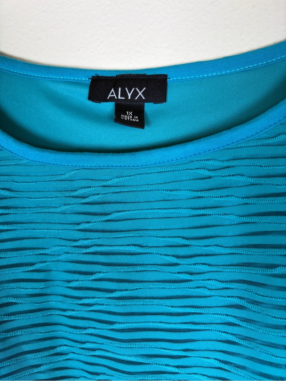 ALYX Turquoise Layered Stripe Top Size 1X Side Ring Detail - Picture 2 of 10